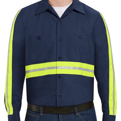 Men's Tall Industrial Enhanced-Visibility Long Sleeve Work Shirt Thumbnail
