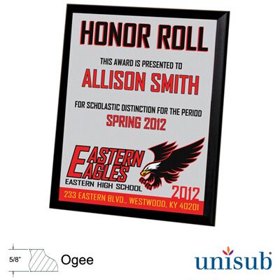 Unisub Sublimation Blank MDF Plaque - 8" x 10" - Black Ogee Edge Unisub Sublimation Blank MDF Plaque - Item #:U1003 Thumbnail
