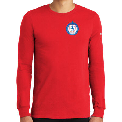 KBQ5230NEW Nike Dri-FIT Cotton/Poly Long Sleeve Tee Brand Logo Thumbnail
